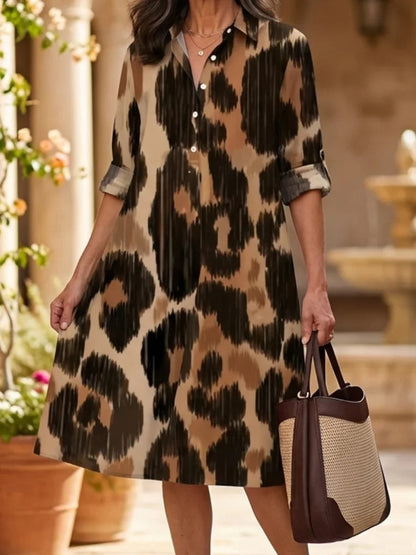 Robe chemise à imprimé animalier pour femmes