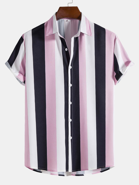 Chemise à Rayures Larges avec Boutons pour Homme | Idéale pour un Usage Quotidien ou Habillé Décontracté