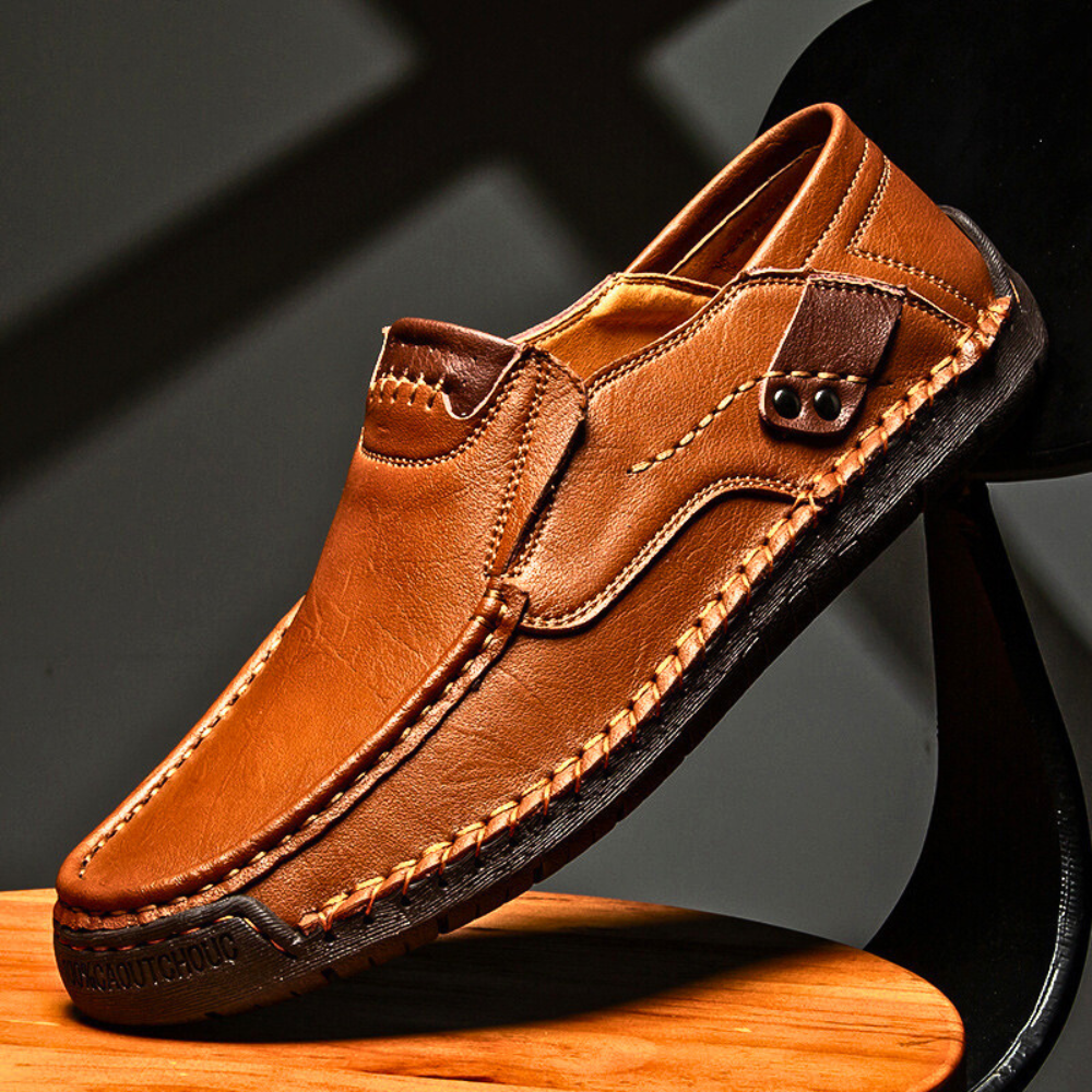 Mocassin sans lacets à coutures apparentes pour hommes | Idéal pour les sorties en journée