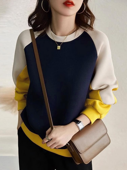 Pull Patchwork À Blocs De Couleur Avec Manches Longues Pour Femme | Idéal Pour Usage Quotidien