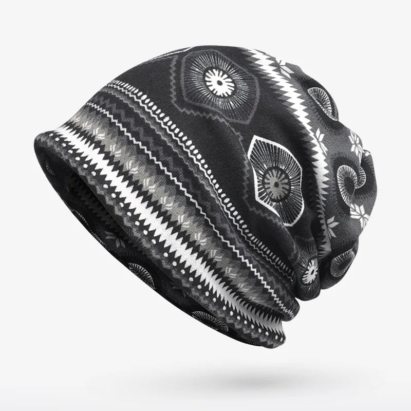 Bonnet à motif géométrique pour femme | idéal pour les sorties en automne