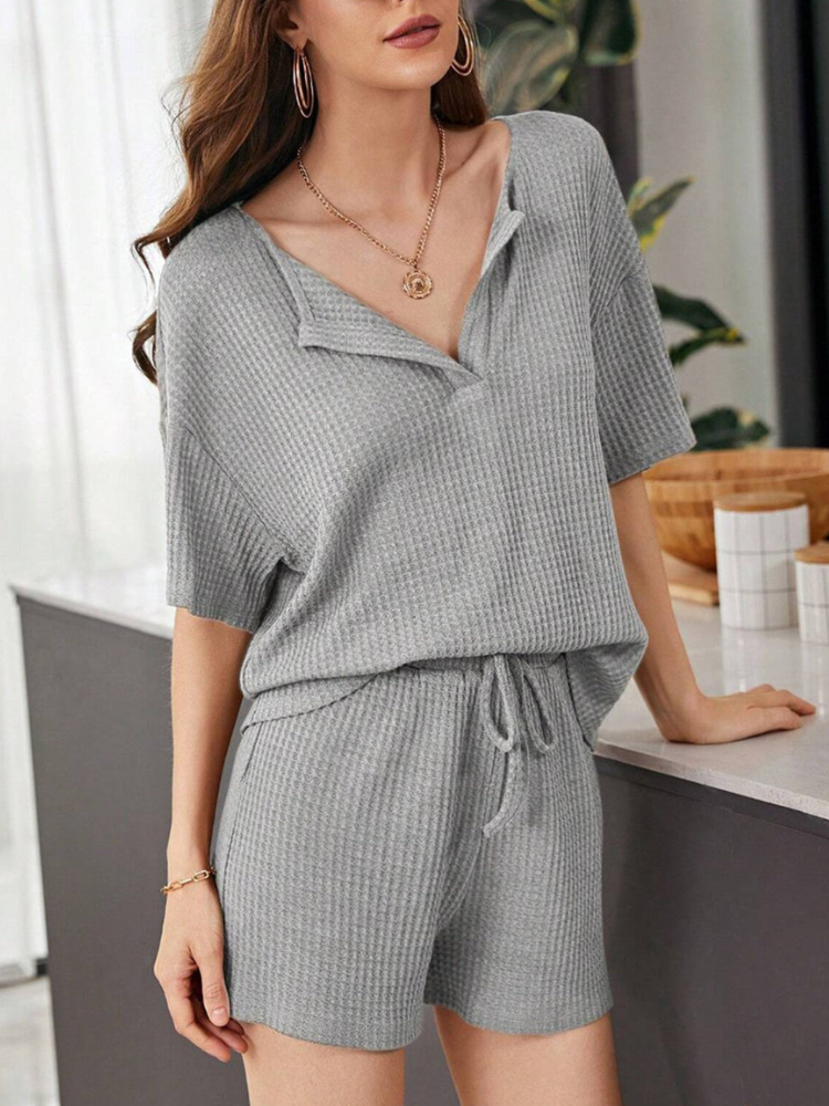 Ensemble Haut Manches Courtes Et Short Large Pour Femme | Idéal Pour Usage Quotidien Et Décontracté