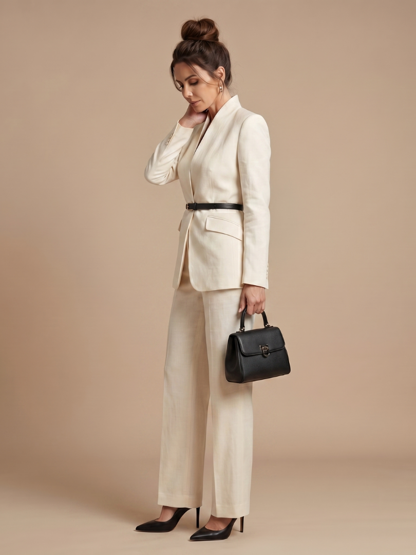 Ensemble tailleur à col montant pour femmes