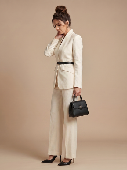 Ensemble tailleur à col montant pour femmes