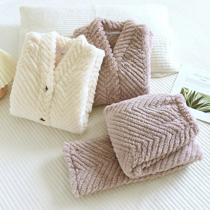 Ensemble Pyjama Deux Pièces À Col En V pour Femmes | Idéal pour L’Hiver Et Les Soirées À La Maison