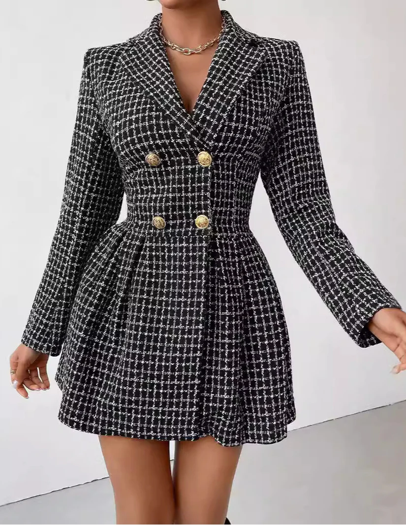 Veste Jupe à Col en V et Manches Longues pour Femme | Idéale pour le Travail ou les Sorties Décontractées