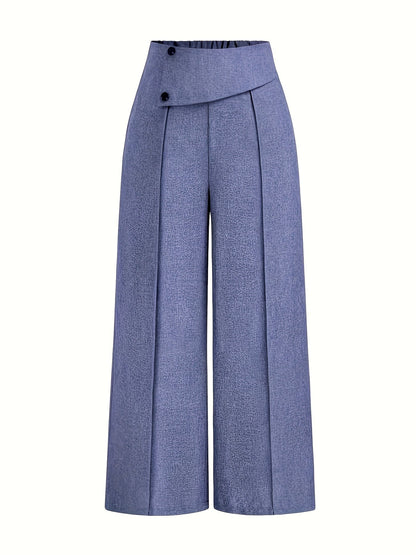 Pantalon Large Taille Haute Avec Plis Frontaux Pour Femme | Idéal Pour Usage Quotidien Et Professionnel