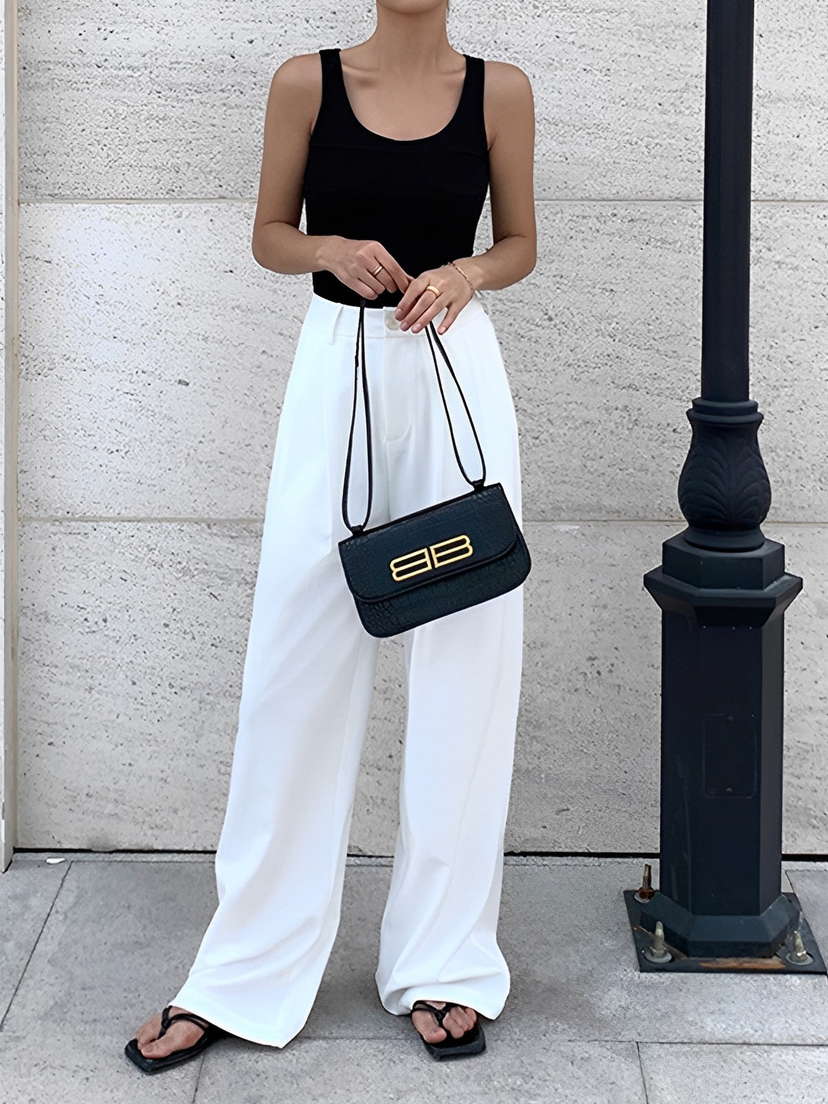 Pantalon Large Blanc À Taille Haute Pour Femme | Idéal Pour Travail Et Usage Quotidien