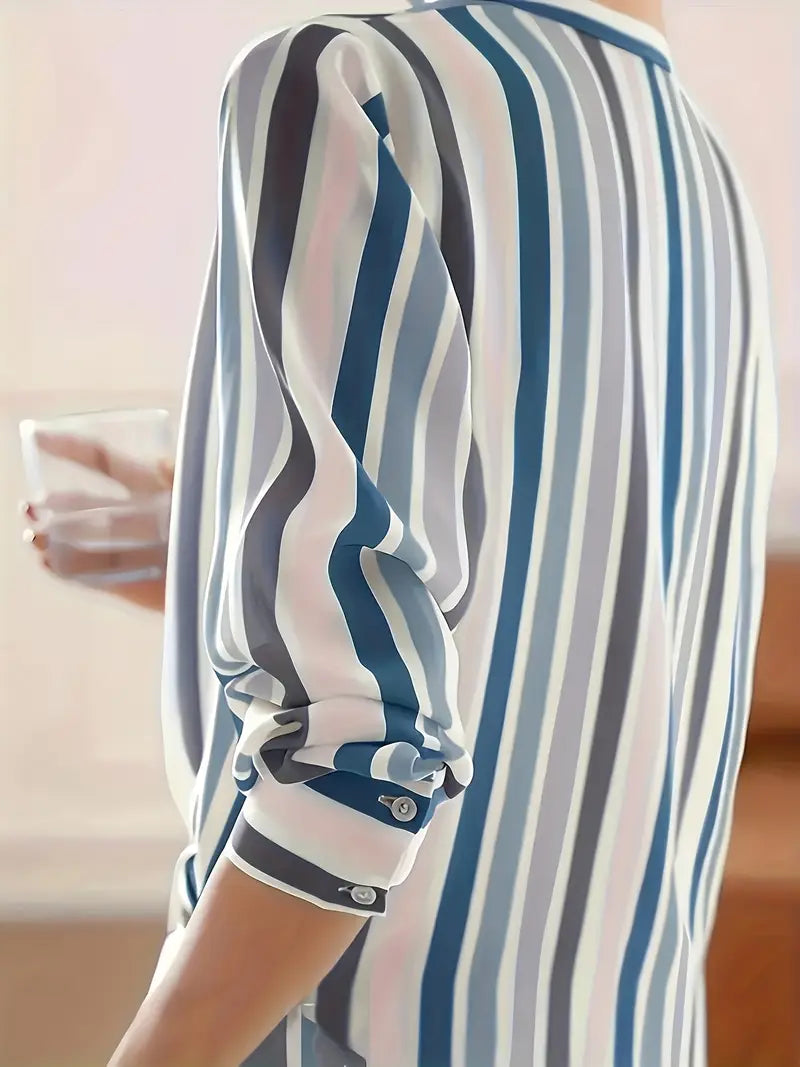 Chemise à Rayures avec Boutons et Manches Longues pour Femme | Idéale pour un Usage Quotidien