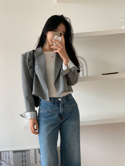 Jean à Jambe Large avec Taille Haute Structurée pour Femme | Idéal pour Tenues Décontractées