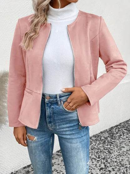 Veste Avec Fermeture Zippée Et Coupe Structurée Pour Femmes | Idéal Pour Les Saisons De Transition
