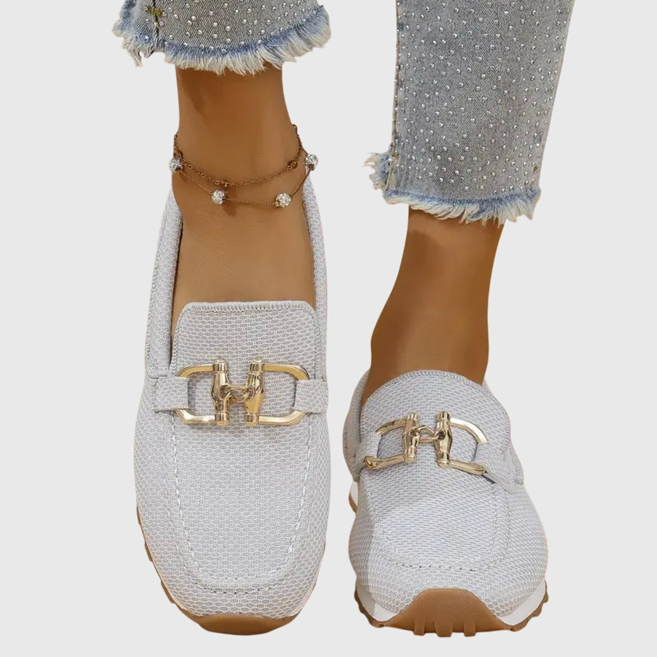 Mocassins à empiècement métallique pour femmes