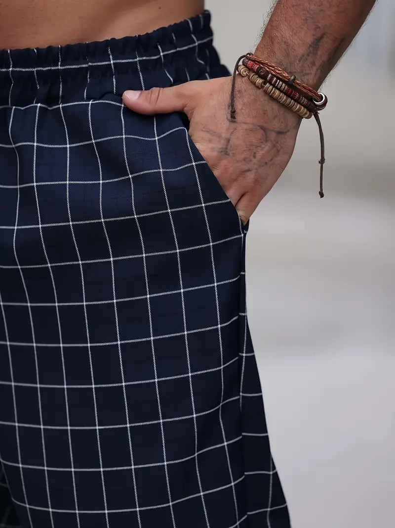 Pantalon à Motif avec Taille Élastique et Cordon pour Homme | Idéal pour un Usage Quotidien