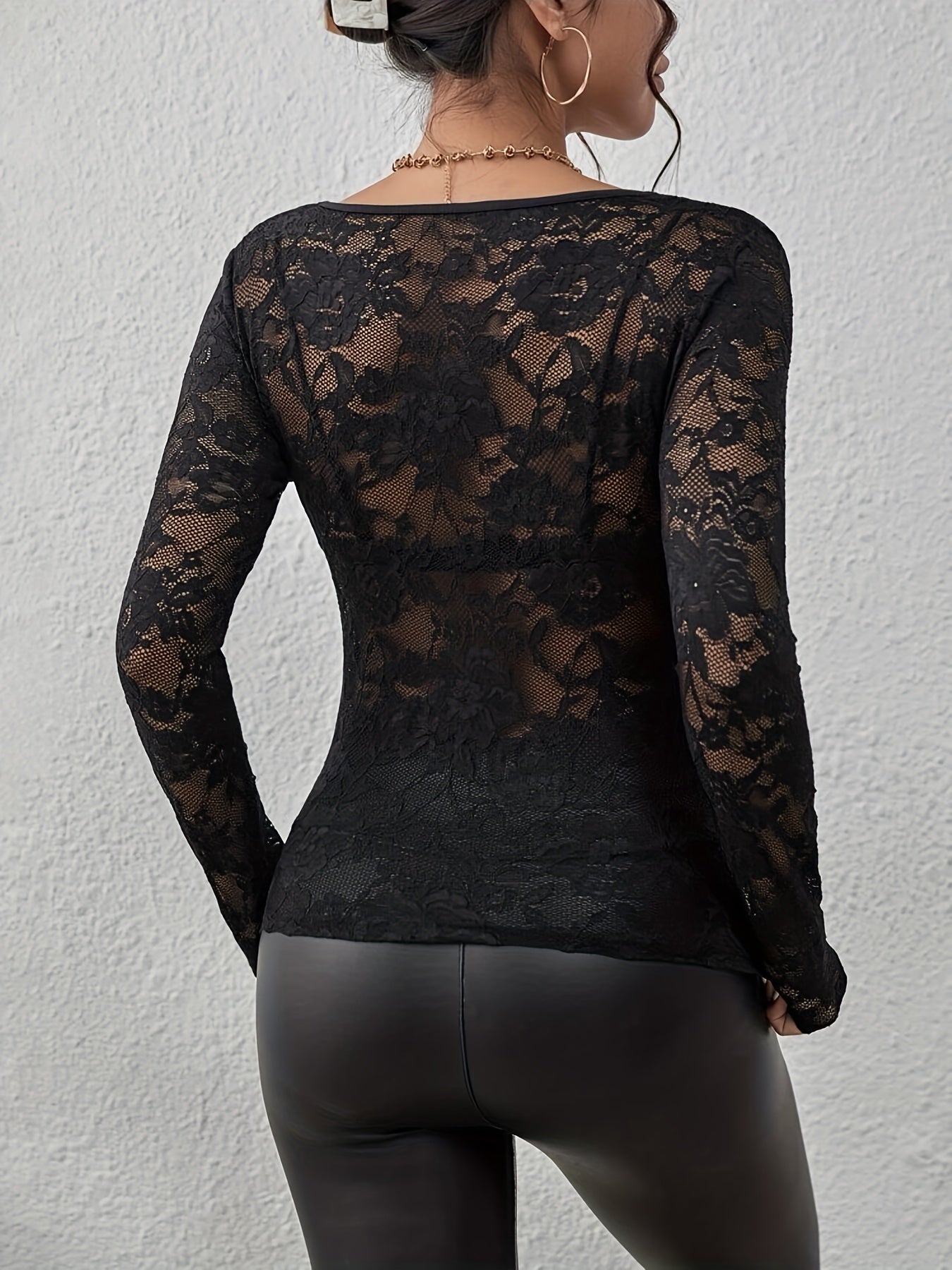 Haut en Dentelle avec Superposition Transparente pour Femme | Idéal pour le Quotidien et les Occasions