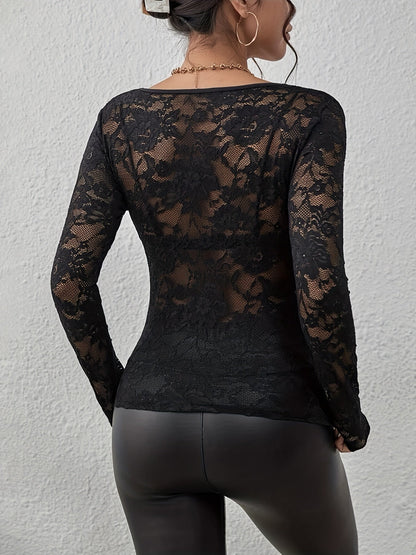 Haut en Dentelle avec Superposition Transparente pour Femme | Idéal pour le Quotidien et les Occasions