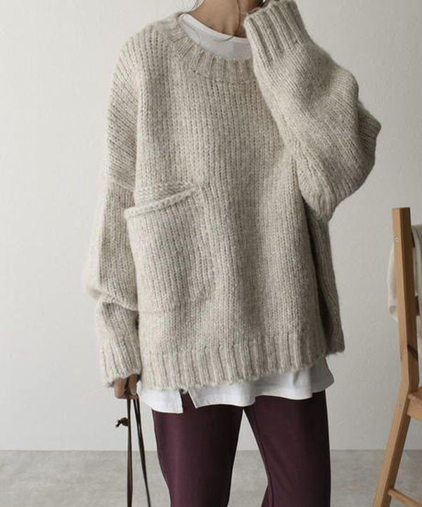 Pull Oversize avec Poche Contraste pour Femme | Idéal pour L’Hiver