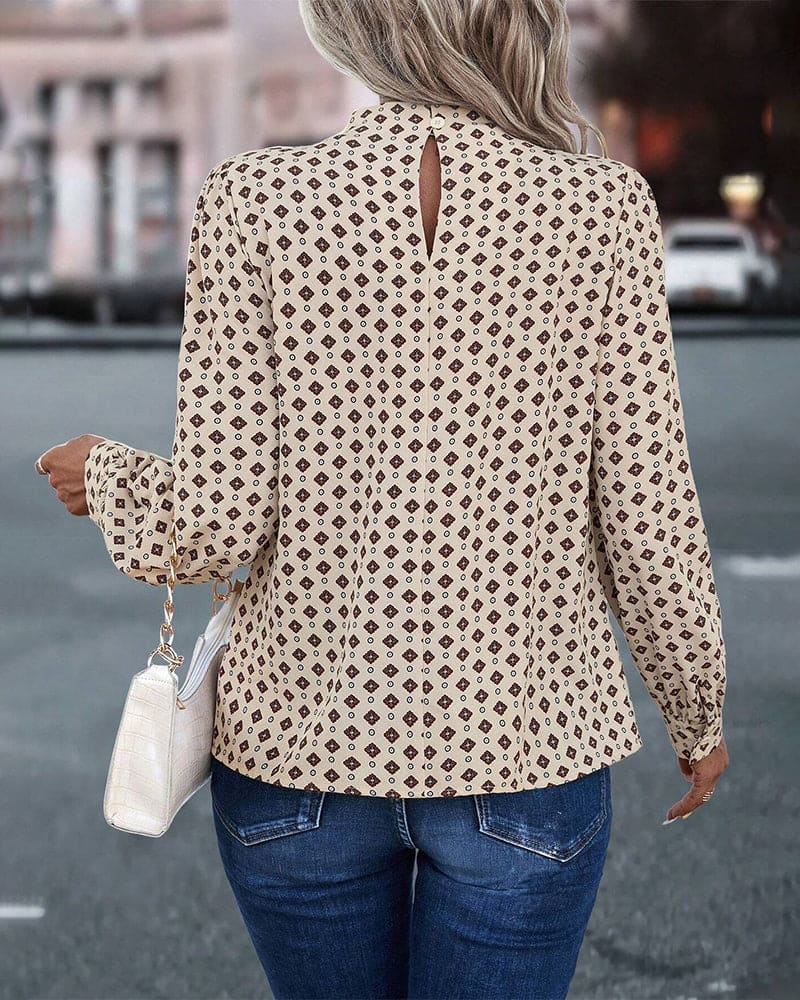 Blouse À Manches Longues Avec Motif Imprimé Et Coupe Ample Pour Femmes | Idéal Pour Usage Quotidien