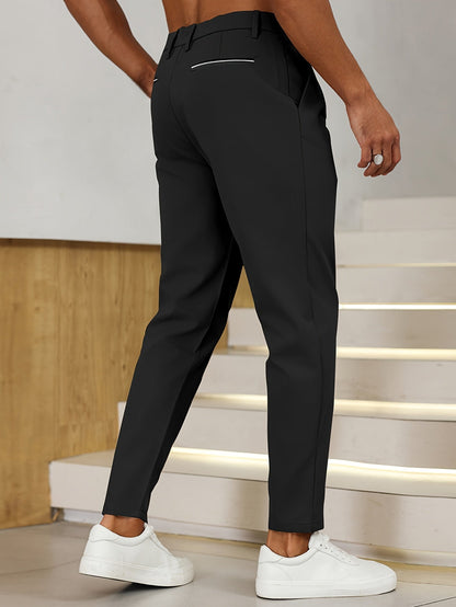 Pantalon Business Casual avec Taille Haute et Plis pour Homme | Idéal pour le Bureau ou les Sorties Décontractées