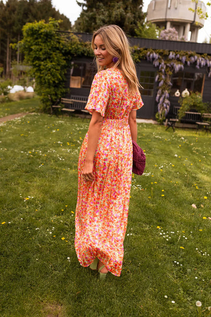 Robe Longue Femme | Imprimé Fleuri Coloré | Taille Marquée & Coupe Fluide Été