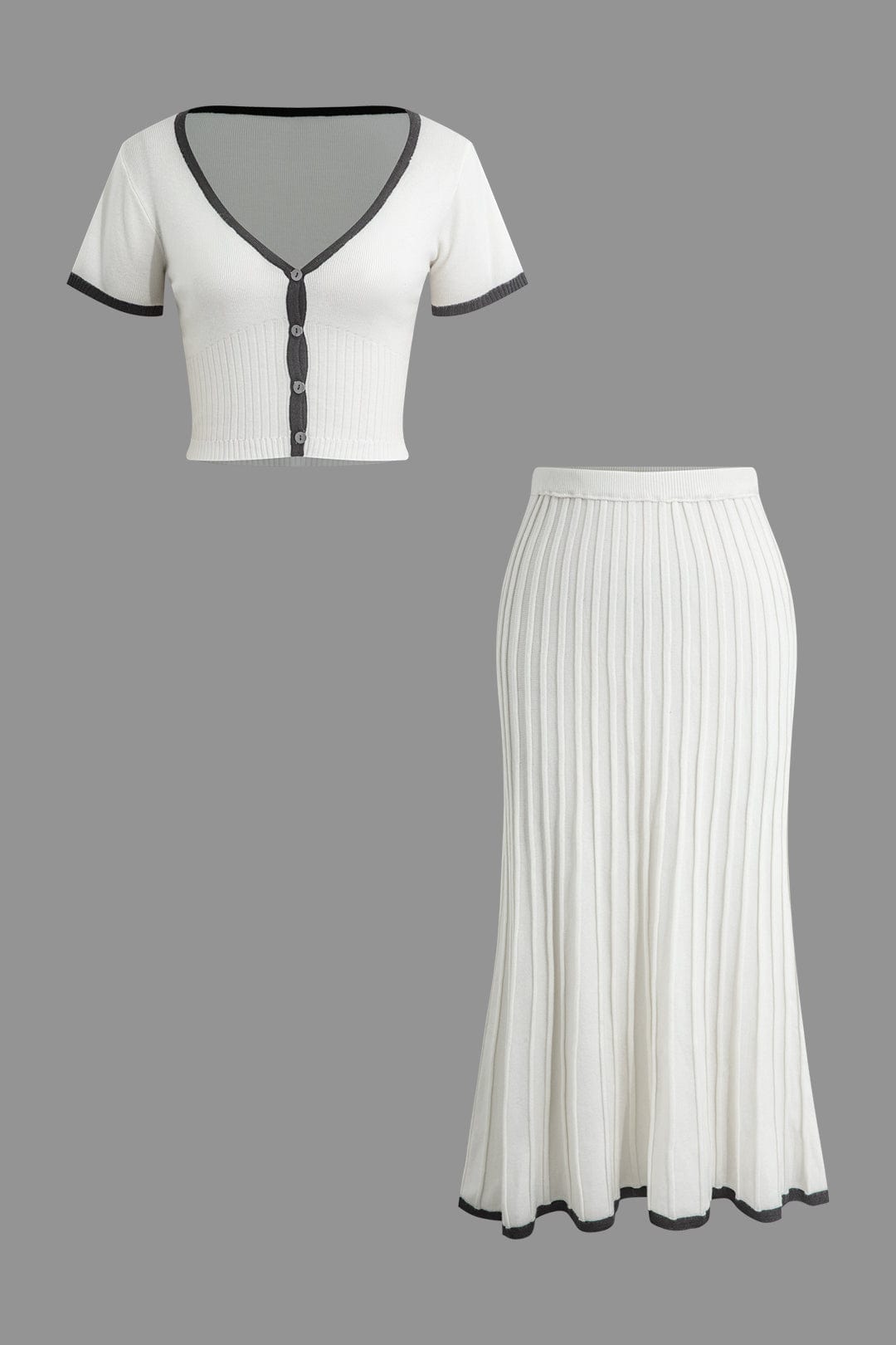 Ensemble Deux Pièces avec Haut Boutonné et Jupe Plissée pour Femme | Idéal pour le Quotidien et les Occasions