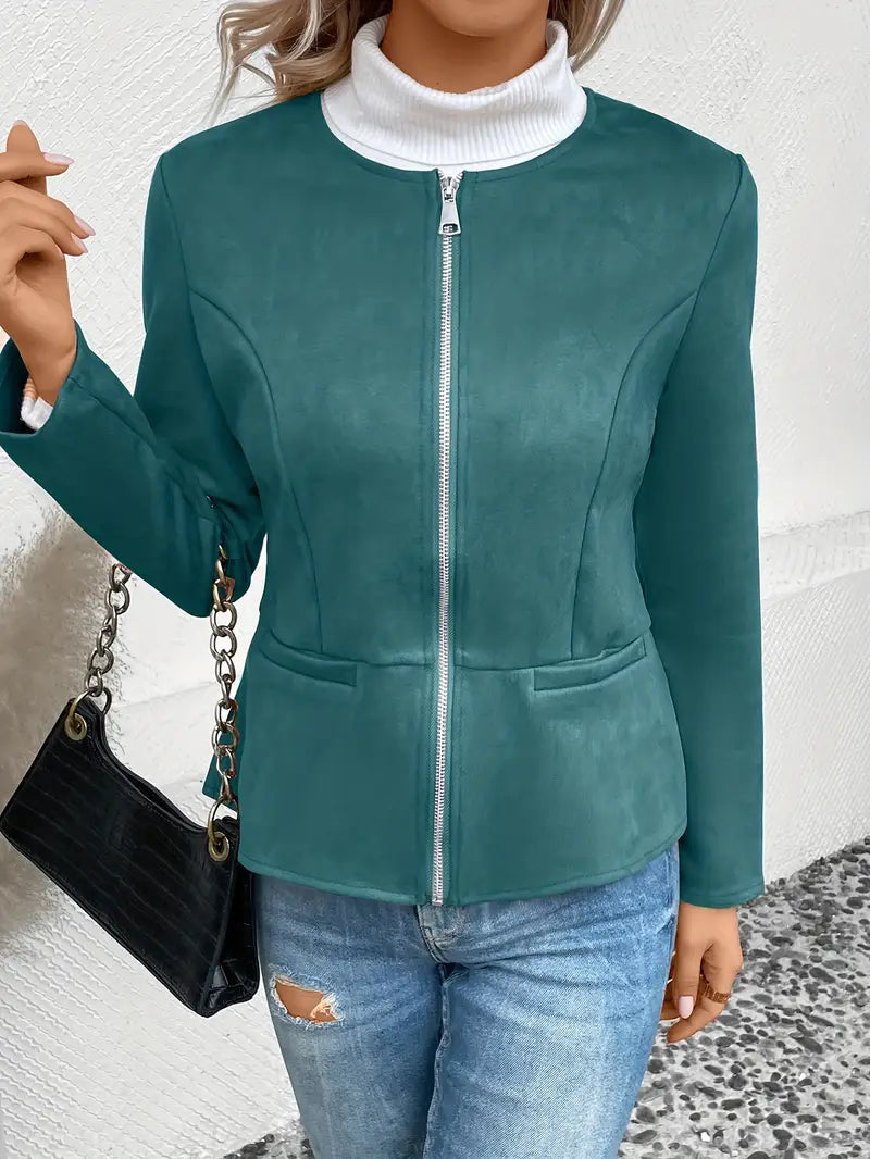 Veste Avec Fermeture Zippée Et Coupe Structurée Pour Femmes | Idéal Pour Les Saisons De Transition