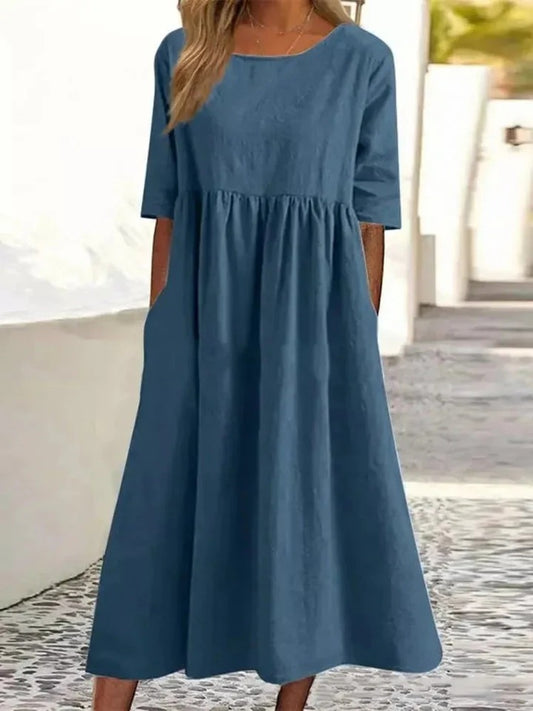 Robe Longue Bleue à Coupe Fluide pour Femme | Idéale pour l’Été