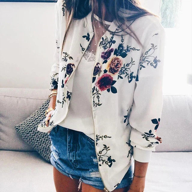 Blouson Bomber à Motif Floral pour Femme | Idéal pour les Tenues Quotidiennes et les Sorties