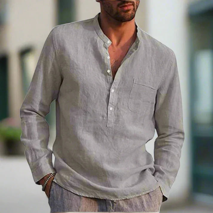 Chemise À Manches Longues Avec Poche Poitrine Et Coupe Décontractée Pour Homme | Idéale Pour Saison Chaude