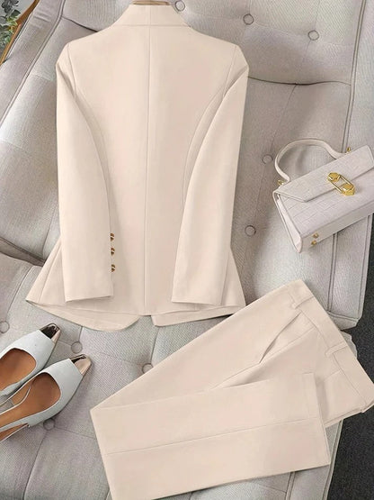 Ensemble Deux Pièces avec Blazer et Pantalon Coupe Unie pour Femme | Idéal pour Occasions Formelles