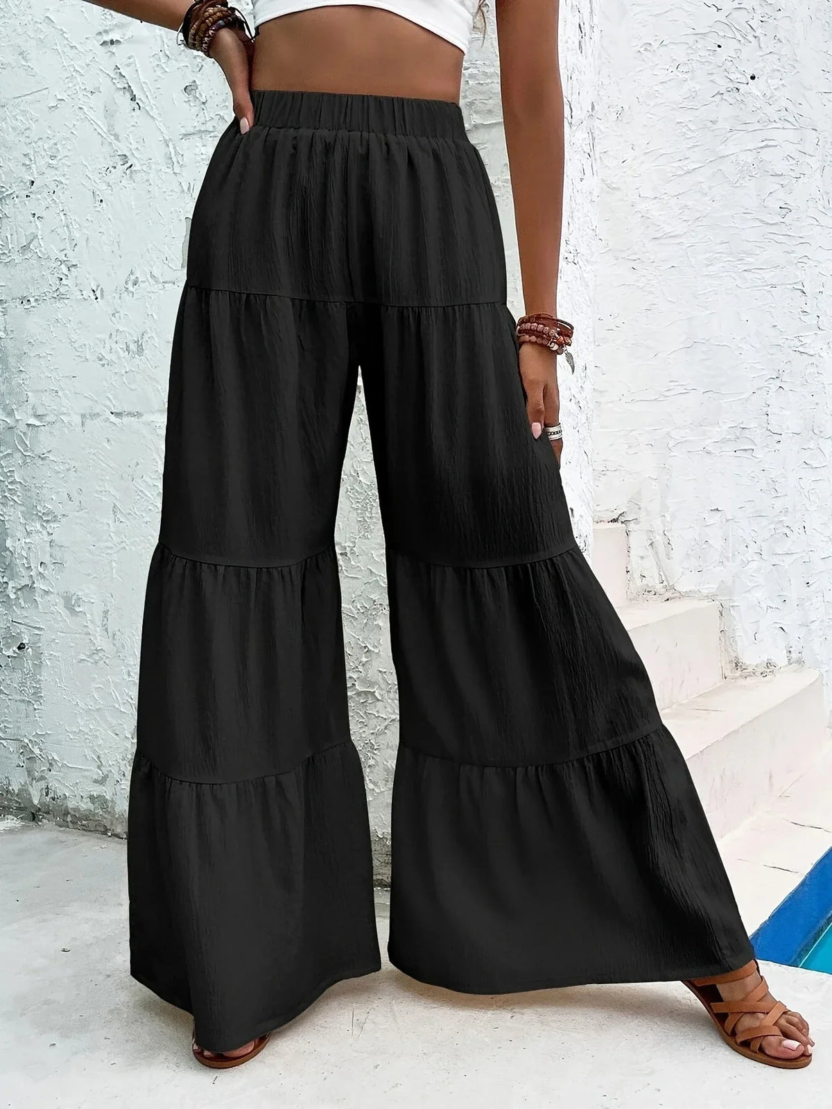 Pantalon Large à Ourlet à Volants pour Femme | Idéal pour le Quotidien et les Sorties