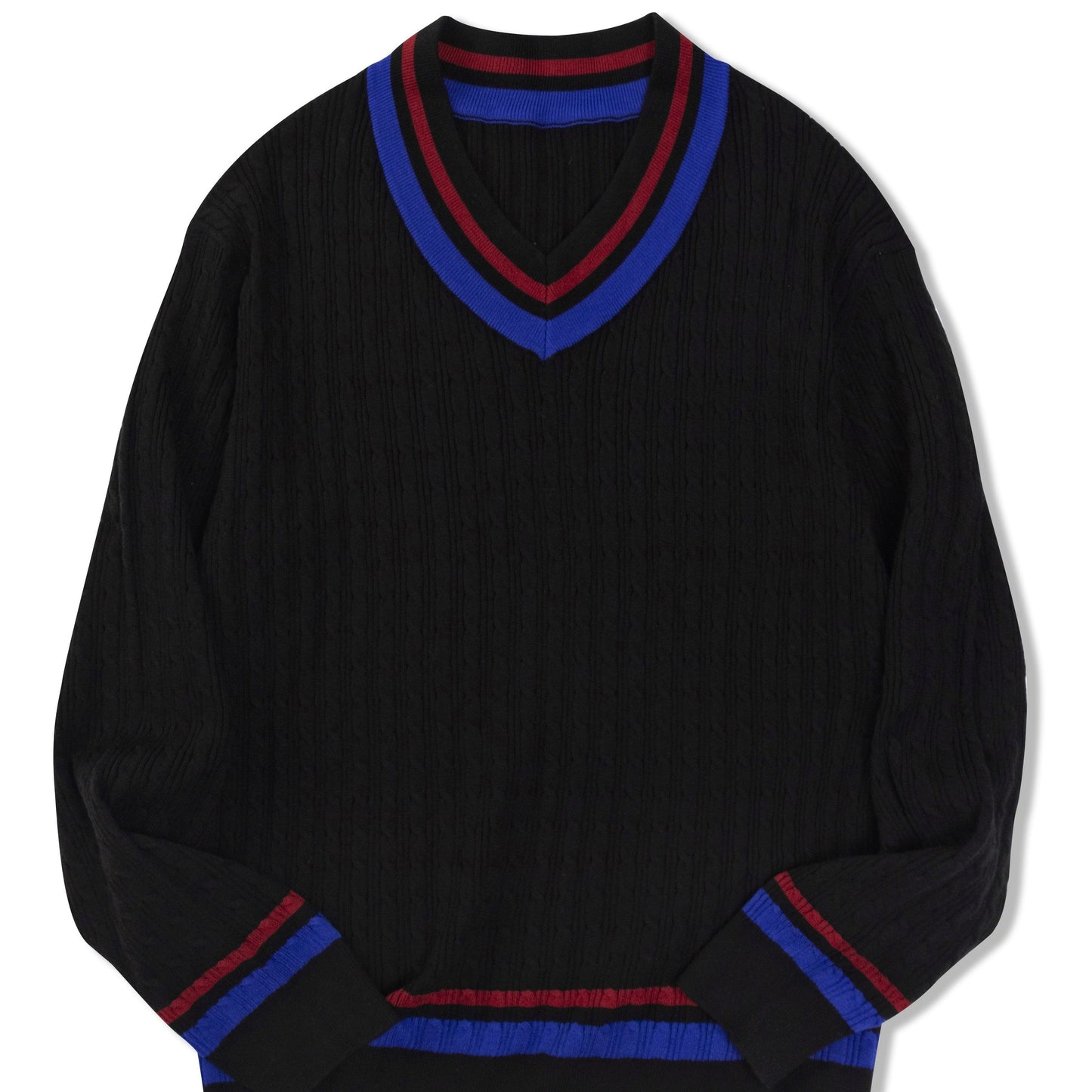 Pull-Over Homme à Col V Rayé et Maille Structurée | Idéal pour la Mi-Saison