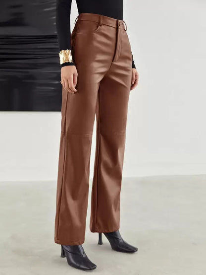 Pantalon Taille Haute avec Jambes Droites pour Femme | Idéal pour le Travail ou les Sorties Quotidiennes
