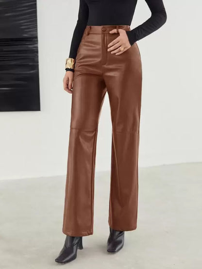 Pantalon Taille Haute avec Jambes Droites pour Femme | Idéal pour le Travail ou les Sorties Quotidiennes