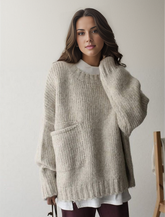 Pull Oversize avec Poche Contraste pour Femme | Idéal pour L’Hiver