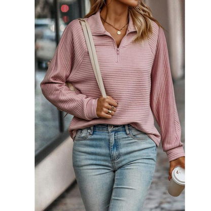 Pull À Col En V Avec Demi-Zip Pour Femmes | Idéal Pour Le Quotidien