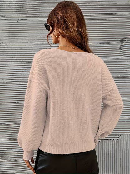 Pull À Col V Avec Coupe Ample Et Épaules Tombantes Pour Femme | Idéal Pour Toutes Les Saisons