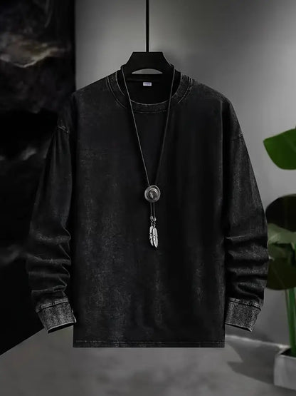 Chemise À Manches Longues Avec Effet Délavé Vintage Pour Hommes | Idéal Pour L’Automne Et Le Printemps
