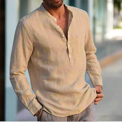 Chemise À Manches Longues Avec Poche Poitrine Et Coupe Décontractée Pour Homme | Idéale Pour Saison Chaude