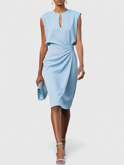 Robe Midi Sans Manches avec Détail Froncé pour Femme | Idéale pour les Événements et Sorties d’Été