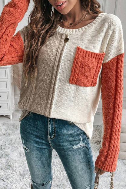 Pull Color Block à Manches Longues pour Femmes | Idéal pour un Usage Quotidien