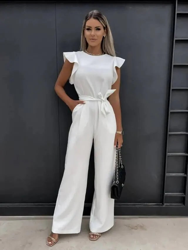 Combinaison avec manches papillon et jambes larges pour femmes | Idéale pour les occasions formelles ou décontractées
