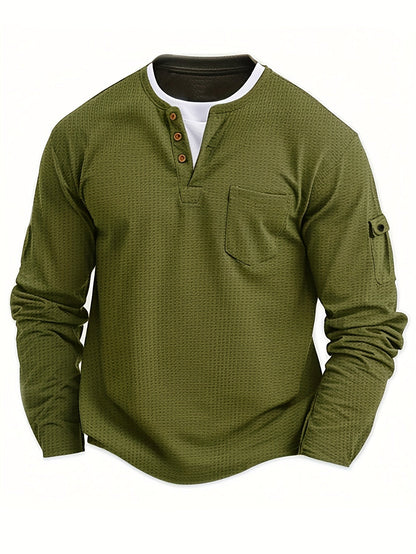 Polo À Manches Longues Avec Col À Boutons Et Poches Fonctionnelles Pour Homme | Idéal Pour Le Quotidien Et Les Occasions Décontractées