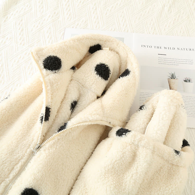 Ensemble Pyjama À Pois avec Haut Style Manteau Et Deux poches Pour Femme | Idéal pour L’Hiver