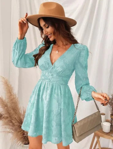 Robe À Manches Courtes Avec Col En V pour Femme | Idéale pour Toutes Les Occasions
