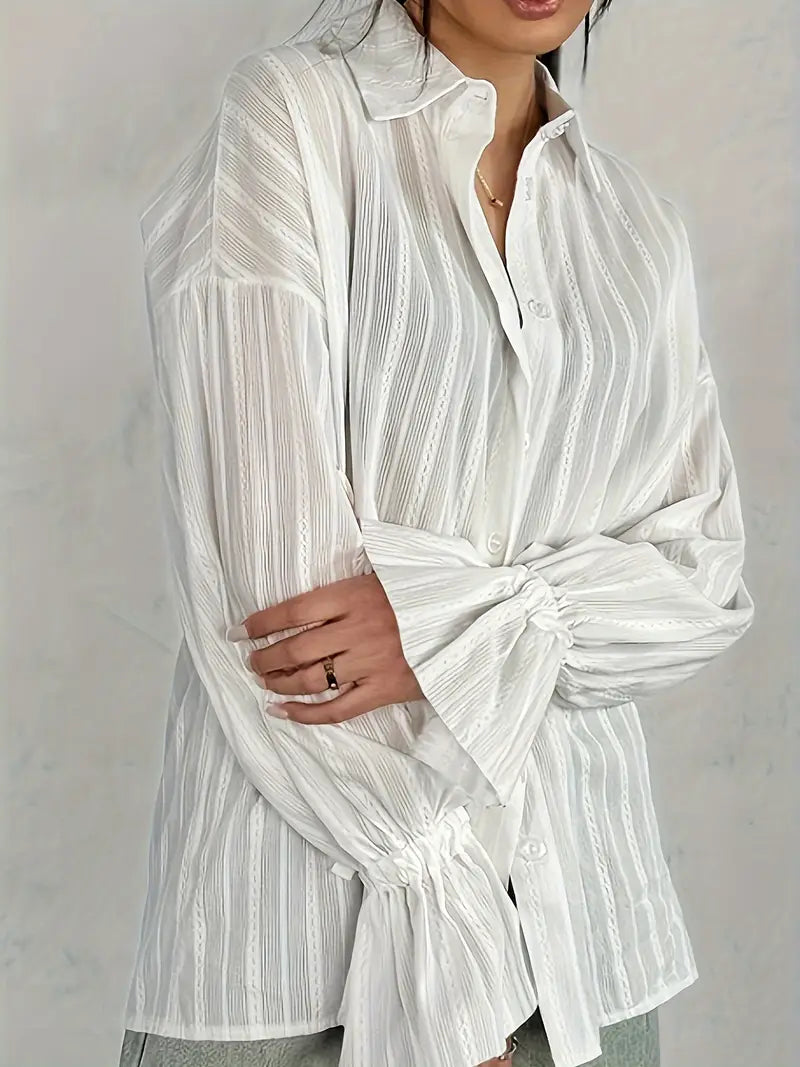 Blouse à Manches Longues avec Détails en Dentelle Verticale pour Femmes | Idéal pour le Bureau et les Occasions Quotidiennes