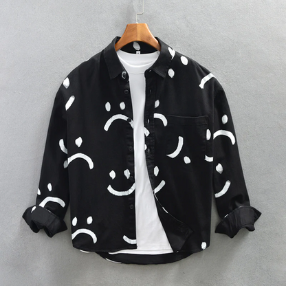 Chemise À Manches Longues Pour Homme Avec Imprimé Smiley | Idéale Pour Usage Quotidien