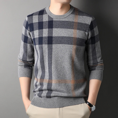 Pull À Motif Carreaux Pour Homme Avec Col Rond Et Coupe Standard | Idéal Pour Usage Quotidien Et Occasionnel