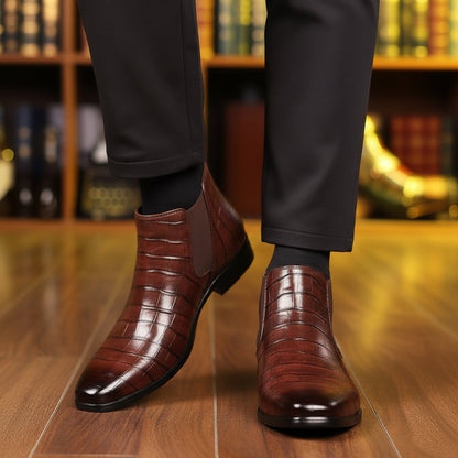 Chelsea boots à motif en relief avec élastiques latéraux pour homme | Idéales pour l'automne