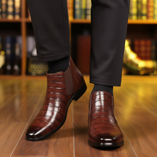 Chelsea boots à motif en relief et élastiques latéraux pour hommes
