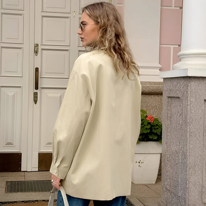 Veste Ample avec Col Polo et Design Contrasté pour Femme | Idéale pour le Quotidien